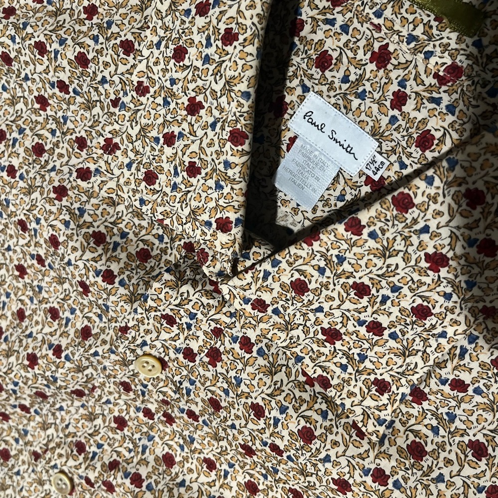 Paul Smith Cream and Red Floral Casual Shirt